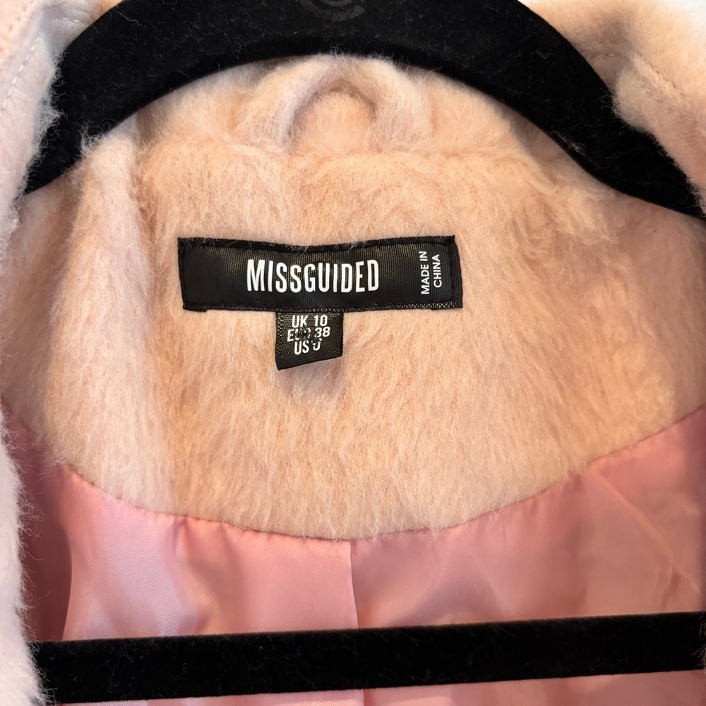 Missguided Drop Shoulder Light Pink Faux Fur Formal Women's Coat US Size 6 - Picture 5 of 10